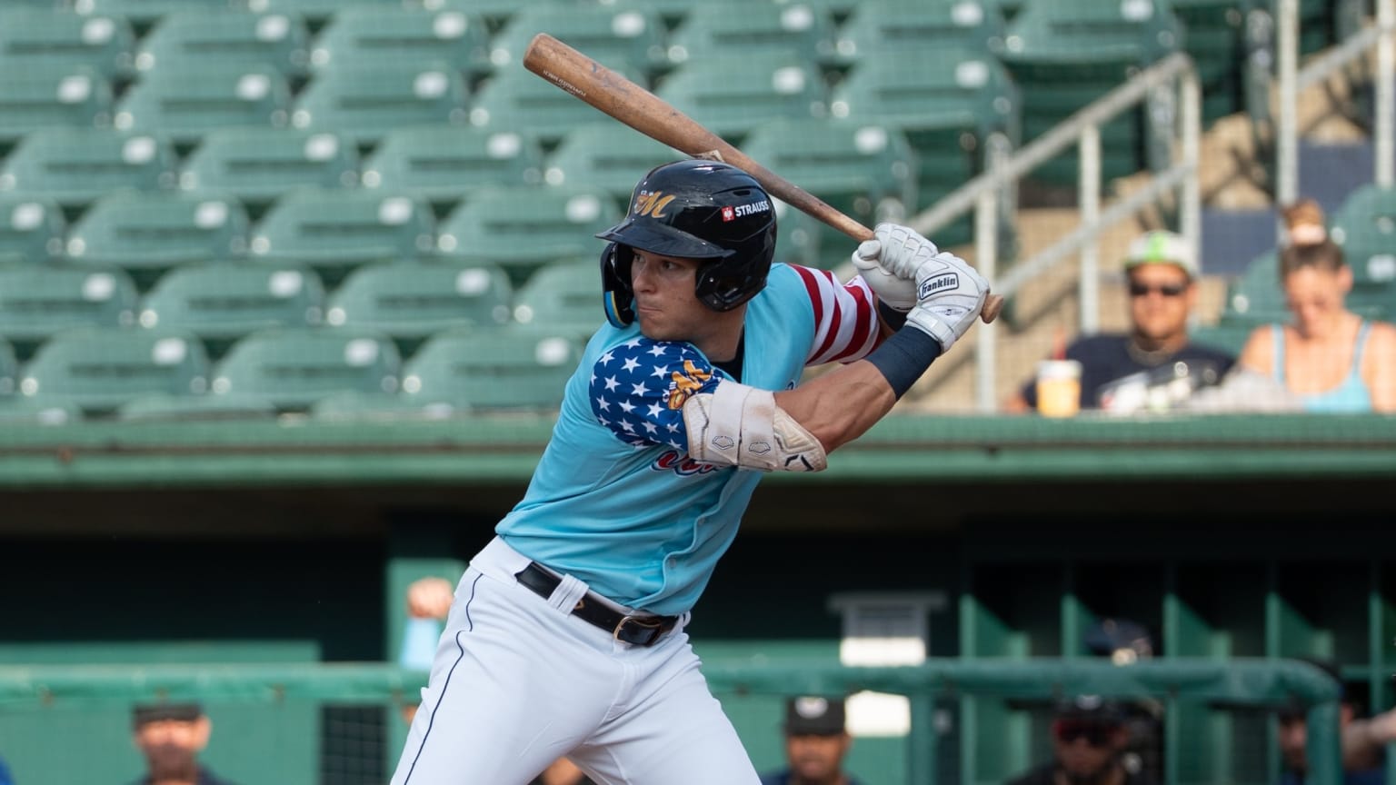 Theo Gillen at the plate for Double-A Montgomery